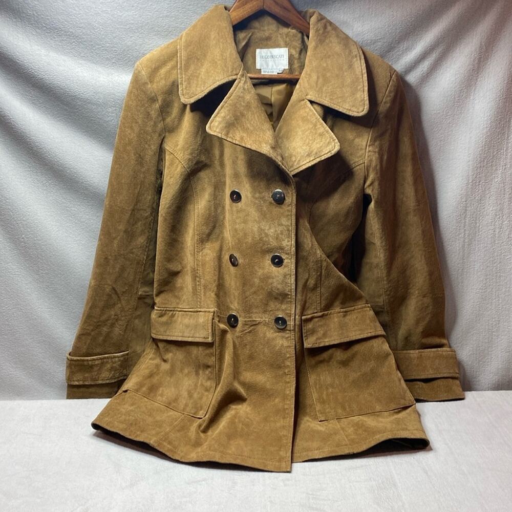 Hugo Buscati Collection brown double button trench style coat size 10